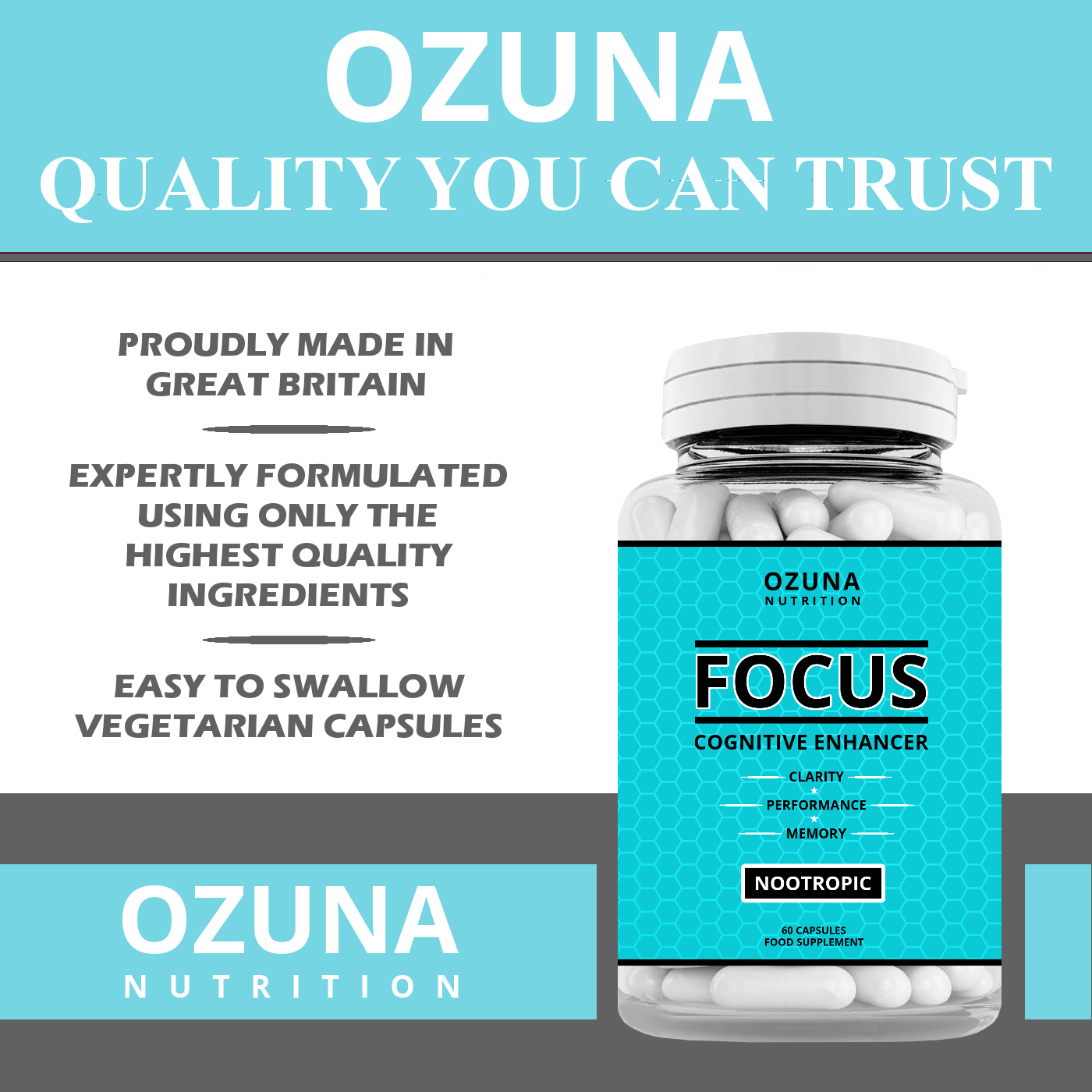 Focus Cognitive Enhancer Nootropic Capsules