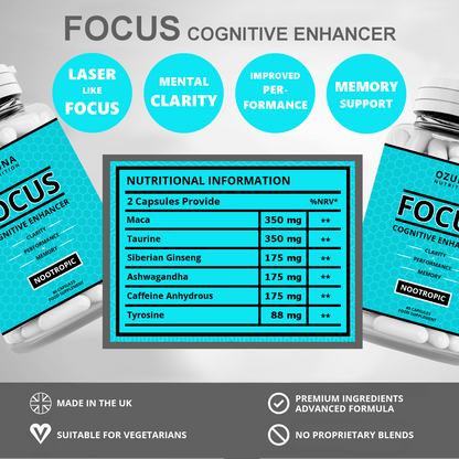 Focus Cognitive Enhancer Nootropic Capsules